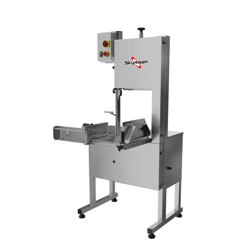 Serra Fita para Carne Inox, com Empurrador, Mesa Móvel, Regulador de Corte, Lâmina 3.150 Mm, Heavy Duty SFL-315HD Skymsen 2 HP 220V