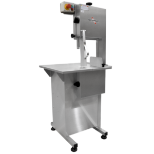 Serra Fita para Carne Inox, com Empurrador, Regulador de Corte, Lâmina 2.180 mm SL-218 Skymsen 1,5 HP 127V